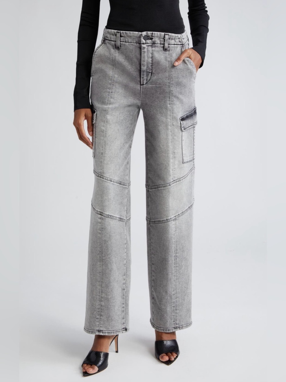 L’agence Brooklyn High Waist Wide Leg Utility Jeans size 26 grey magnesite wash